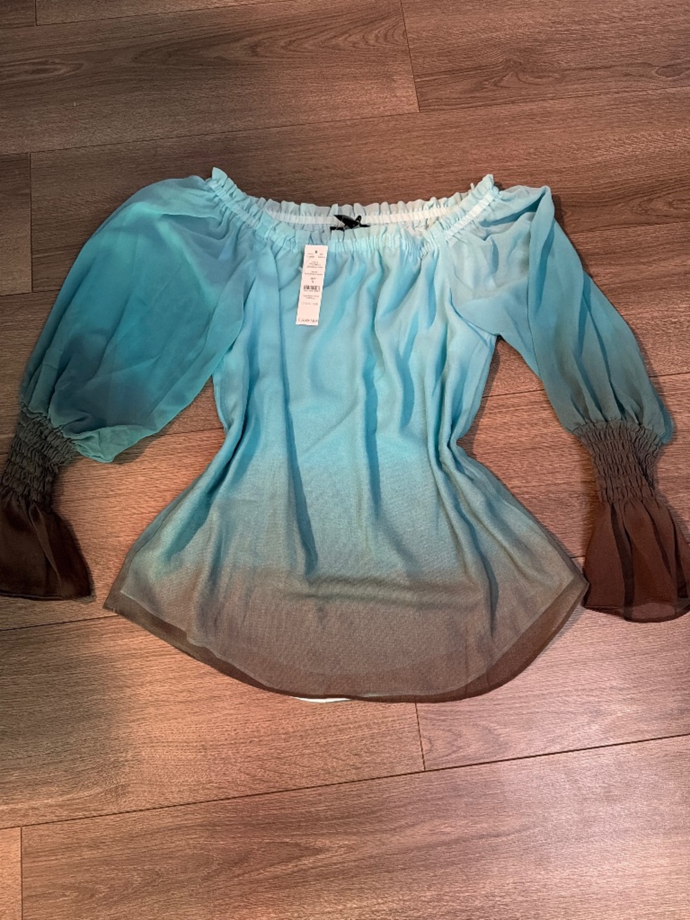 White House Black Market Turquoise and brown top